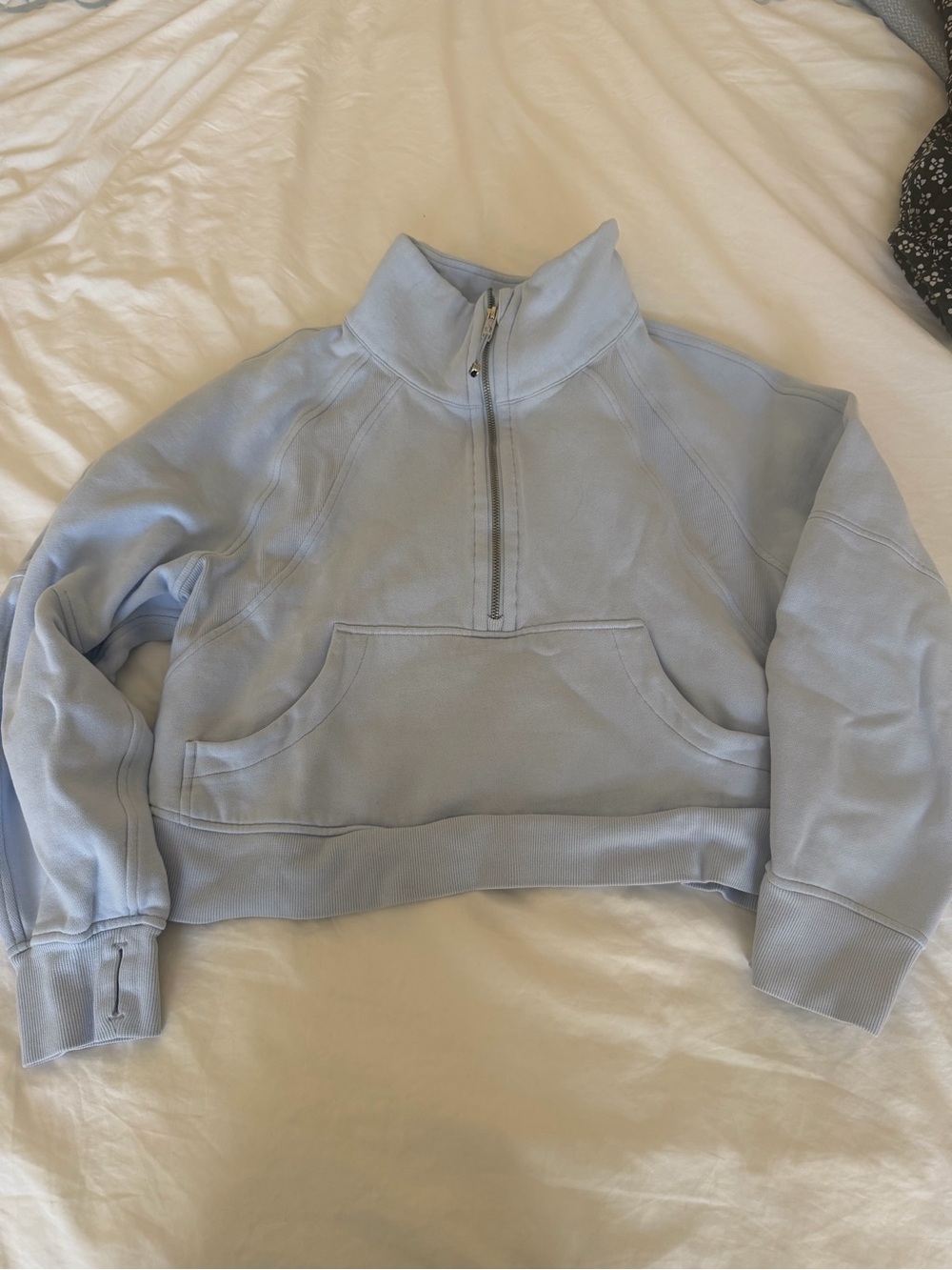 Light blue lululemon half zip scuba
